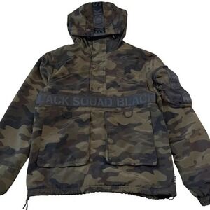 Black Squad‎ Camo Anorak Jacket Techwear Streetwear Tactical Utility Small